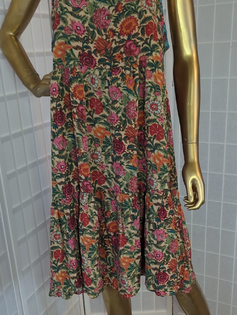 NATURAL LIFE Maddie Cream Floral Tank Dress with Pink & Orange Blooms - Picture 6 of 9